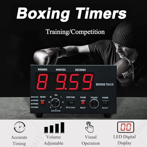 Boxing Interval Timer,Professional Gym Timer with LED Display,Selectable Training Time & Cycle Repetitions,Adjustable Sound,for Muay Thai,MMA,Kickboxing Blue - color: Blue