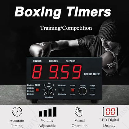 Boxing Interval Timer,Professional Gym Timer with LED Display,Selectable Training Time & Cycle Repetitions,Adjustable Sound,for Muay Thai,MMA,Kickboxing Blue - color: Blue