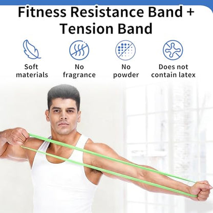 Resistance Bands for Working Out, 5 Pack Resistance Bands & 1 Pcs Elastic Pilates Flexband for Physical Therapy, Stretch Exercise Loop Bands for Yoga, Booty & Legs Strength Training