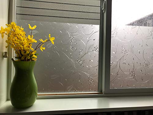 Frosted Privacy Window Film, Glass Door Privacy Film Non-Adhesive Window Clings for Home Office Decoration, Anti-UV, Heat Control and Prevent Bird Strikes (Wheat, 17.7x78.7 Inch) - size: 17.7x78.7 Inches