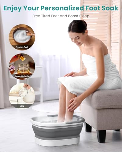 Nekteck Collapsible Foot Soaking Tub with 138 Acupressure Nodes and Pumice Stone for Foot Bath Soak, Foot Basin Foot Massager for Pedicure Foot Spa, Gifts for Men Women Dad Mom