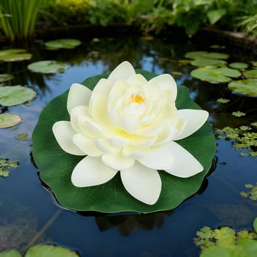 Floating Pond Lily Pads Artificial Flowers Decoration With Handcrafted Detail And Stable Float Base Suitable Aquarium And Garden Pools(Lavender) - color: Lavender