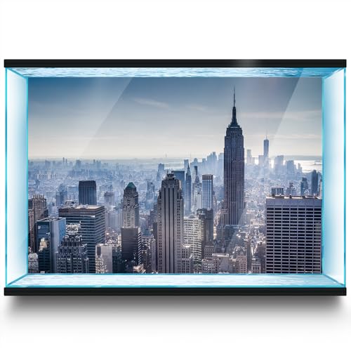 Aquarium Background Stickers - New York City Skyline Metropolis Self-Adhesive Fish Tank Reptile Terrarium Decor Poster (45 x 30 cm / (17.7 x 11.8 inches))