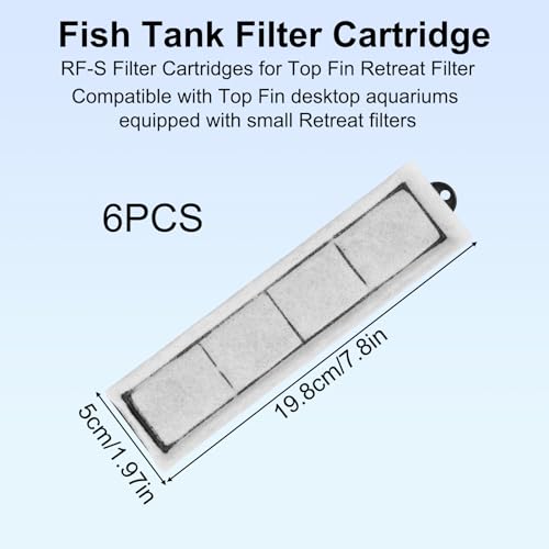lasuroa 6pcs Filter Cartridge Replacement, 8x2 Inch Fish Tank Accessories Filter Cartridge Replacement Parts for Desktop Aquariums Small Fish Tank Filters
