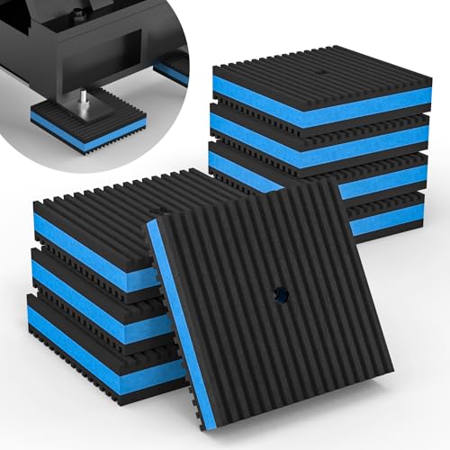 8 Pack Anti Vibration Pads, Heavy Duty Rubber Pads, 4" × 4" × 7/8" Sound Isolation Ribbed Rubber Mats, Vibration Isolation Pads for Outdoor AC Units, Air Compressors, Condenser Unit, HAVC