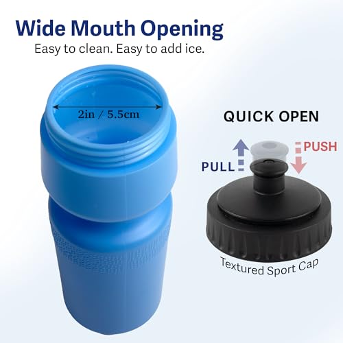 Trail maker Reusable Leakproof Water Bottles, 25 Oz. BPA Free Pull Top Cap & Squeeze for Water & Sports Drinks, 50 Pack