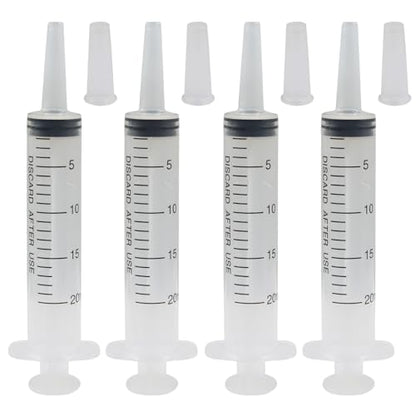 20ml Syringes Without Needle, 4 Pack Plastic Syringe with Cap for Pet Feeding, Scientific Labs, Glue, Oil & Precise Liquid Measurement - size: 20ml