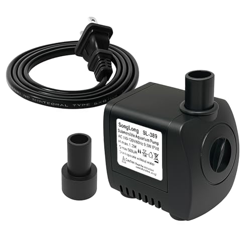 Submersible Pump 130GPH Ultra Quiet 4ft High Lift for Fountains, Hydroponics, Ponds, Aquariums & More…