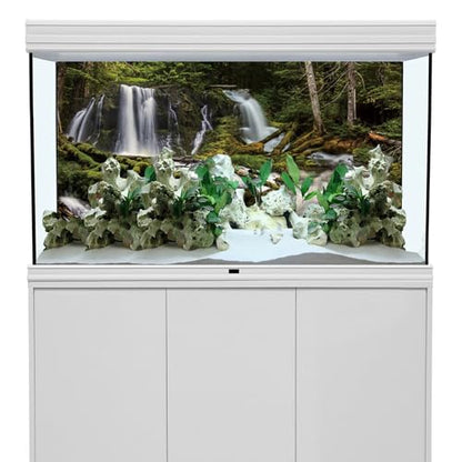 YongFoto Fish Tank Background 24x12 inch Forest Lakes Rivers Mountains Nature Scenery Polyester Backdrop Reptile Habitat Terrarium Aquarium Background - color: Green-4, size: 24x12in/60x30cm
