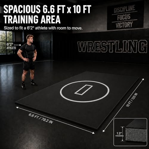 Professional Flexi-Roll Wrestling Mat – High-Density Shock Absorption for BJJ, Judo, MMA & Jiu Jitsu – Portable 1.2-Inch Thick Home Gym Training Flooring for Martial Arts & Yoga - size: NEW-6.6' X 10'