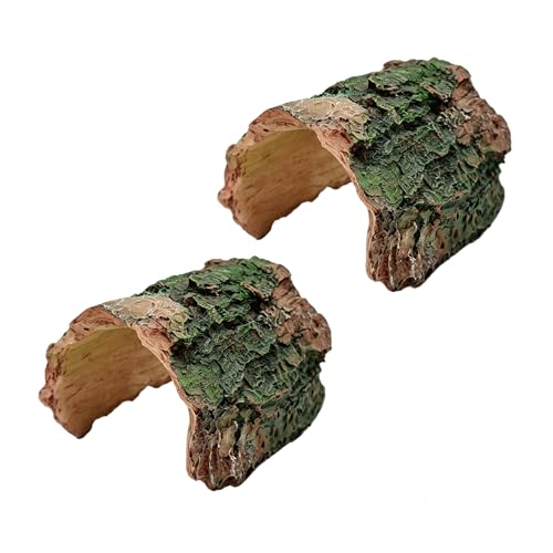 2 Pack Small Betta Log Resin Hollow Tree Trunk Ornament, Aquarium Hideout Reptile Cave Tarantula Hide Terrarium Tank Decor for Fish Shrimp or Small Reptile Scorpion Spider Hermit Crab