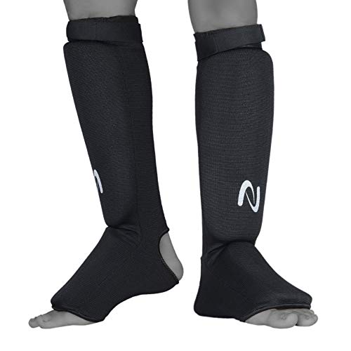 UFG Ultimate - Cloth Shin Instep Guard - Karate MMA Boxing Muay Thai Training Protection - color: Black, size: Small-Medium