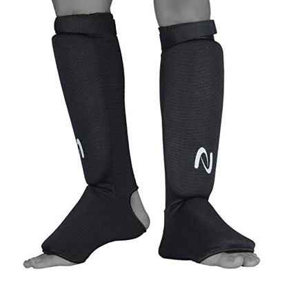 UFG Ultimate - Cloth Shin Instep Guard - Karate MMA Boxing Muay Thai Training Protection - color: Black, size: Small-Medium