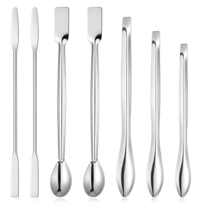 Lab Spatula, 7 Pcs Stainless Steel Lab Spoon Spatula/Sampling Spoons/Mixing Spatulas (3 Styles, Arrow-Shaped/Flat-End/Spoon-Shaped)