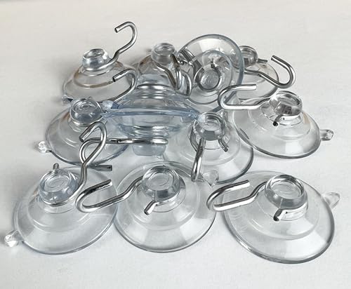 12 Pak Small 1 ¼ -inch (Made in Pennsylvania) Heavy Duty Suction Cup Hooks for Glass Windows. Signs Holiday Ornaments Suncatchers-(Holds 1 Pound) - size: 12-Pack 1 1/4 Inch