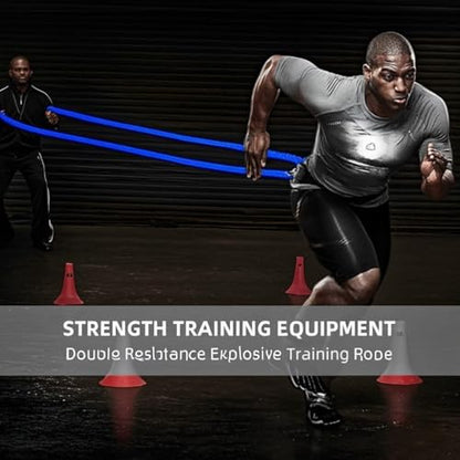 Resistance Speed Training Equipment, Dual Running Bungee Bands - color: Blue-6.6ft
