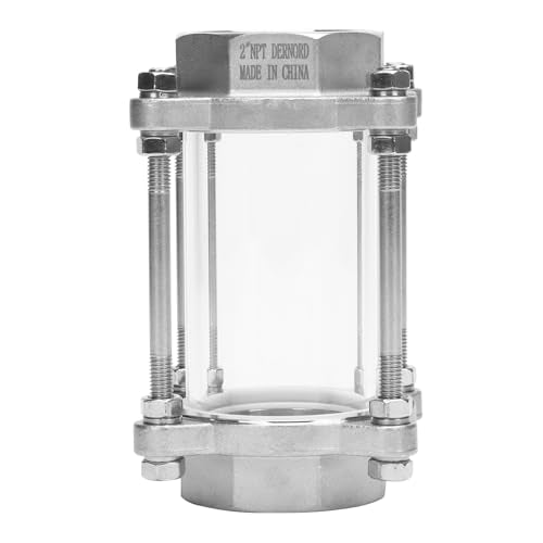 DERNORD in-Line Sight Glass with Female Thread,Flow Sanitary Straight Sight Glass SUS316 2" NPT Female