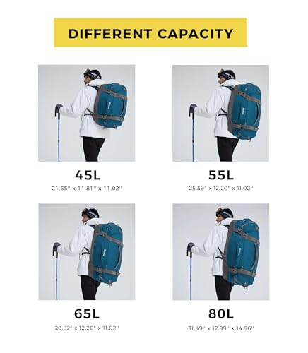Ubon Convertible Duffel Backpack Weekender Gym Bag with Shoe Compartment - color: Dark Teal, size: 55L