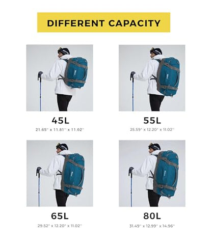 Ubon Convertible Duffel Backpack Weekender Gym Bag with Shoe Compartment - color: Dark Teal, size: 80L
