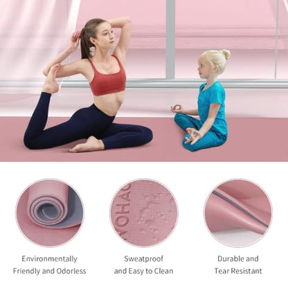 8mm Extra Wide 80cm Yoga Mat Non Slip - color: Dark Powder+Dark silve