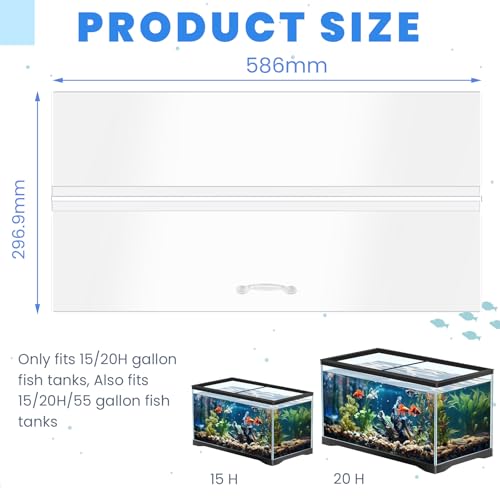 Sieral Aquarium Polycarbonate Canopy Set 23.07 x 11.69 x 0.12 Inch for 15/20H/55 Gallon Without Center Brace Aquariums Cover Fish Tank Lid with a Hook Knife, Clear - color: Clear, size: 24 x 12 Inch