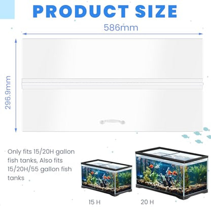 Sieral Aquarium Polycarbonate Canopy Set 23.07 x 11.69 x 0.12 Inch for 15/20H/55 Gallon Without Center Brace Aquariums Cover Fish Tank Lid with a Hook Knife, Clear - color: Clear, size: 24 x 12 Inch