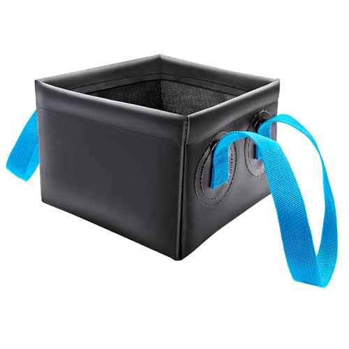 Grill Brush Water Bucket, Collapsible Dunk Tank Grill Brush Bristle Free for Barbecue Cleaner Tank for Steam Grill Brush Cleaning (Blue+Black) - color: Blue+black