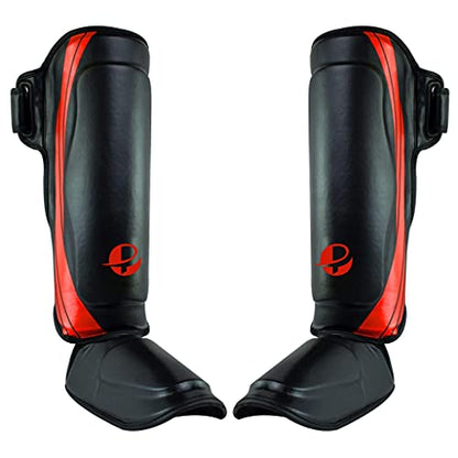 Ultimate - Performance Series - Shin Instep - Boxing MMA Muay Thai Taekwondo Training - color: Red, size: Large-X-Large