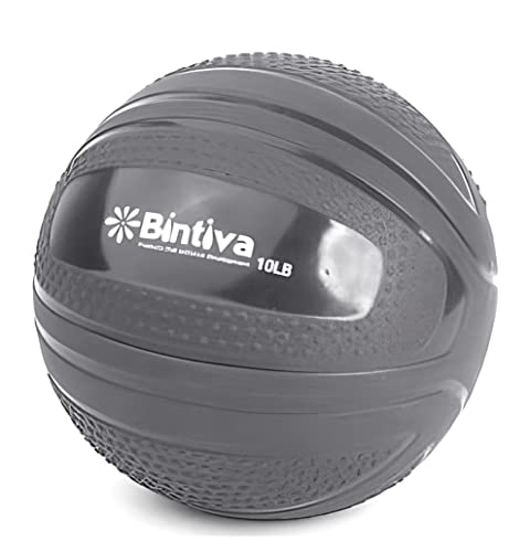 bintiva Non Bounce Slam Ball - Exercise Weighted Deadball for Workout and Fitness Routines - Medicine Dead Weight Ball - color: Black SET - 10 15 20 25 LBs