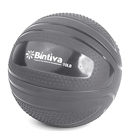 bintiva Non Bounce Slam Ball - Exercise Weighted Deadball for Workout and Fitness Routines - Medicine Dead Weight Ball - color: Black SET - 10 15 20 25 LBs