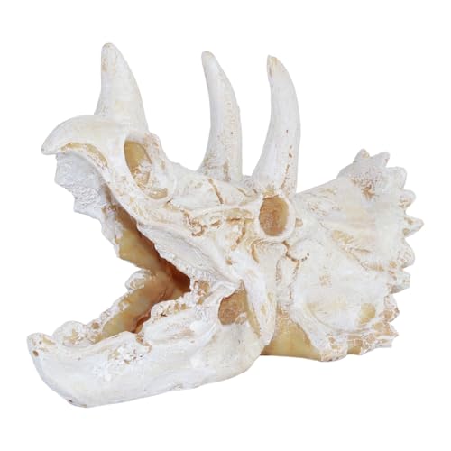 Saim Resin Dinosaur Triceratops Skull Model Aquarium Decoration | Reptiles Hideout, Fish Tank Ornament, Home Office Display