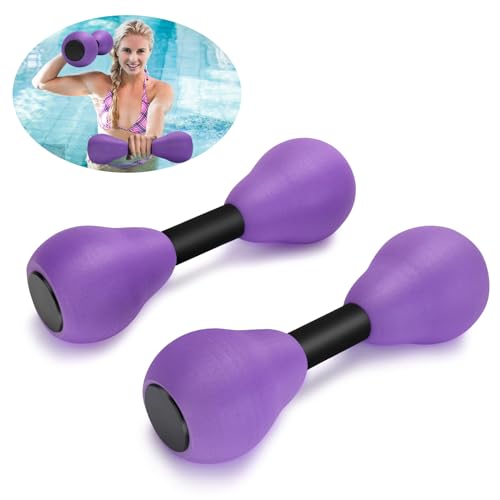 Carperipher Aquatic Dumbells,2Pcs Foam Water Weights Aerobic Exercise Fitness Equipment Dumbbells, Pool Resistance Swimming Training for Men/Women Weight Loss, Beginner Swimming Training - color: Purple
