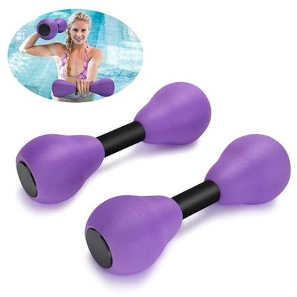 Carperipher Aquatic Dumbells,2Pcs Foam Water Weights Aerobic Exercise Fitness Equipment Dumbbells, Pool Resistance Swimming Training for Men/Women Weight Loss, Beginner Swimming Training - color: Purple
