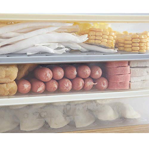 Square Refrigerator Storage Box Kitchen Household Plastic Food Sealed Frozen Fish And Shrimp Sliced Vegetable Box Refrigerator Storage & Finishing Box-Gris