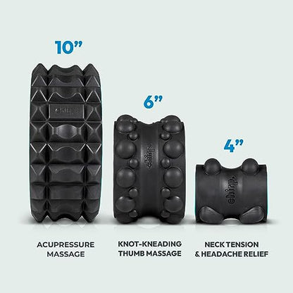 Chirp Wheel XR 3-Pack Foam Roller Set, Back & Neck Pain, 10/6/4" Black - size: 3-Pack (10, 6, 4 Inch) Black