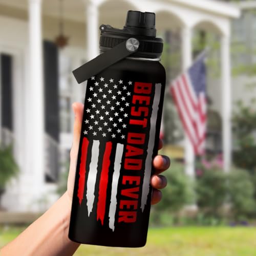Best Dad Ever Water Bottle 32oz Stainless Steel Insulated Water Bottles - Gifts for Dads Daddy Father Papa from Son Daughter - Fathers Birthday Christmas - color: Dad 4