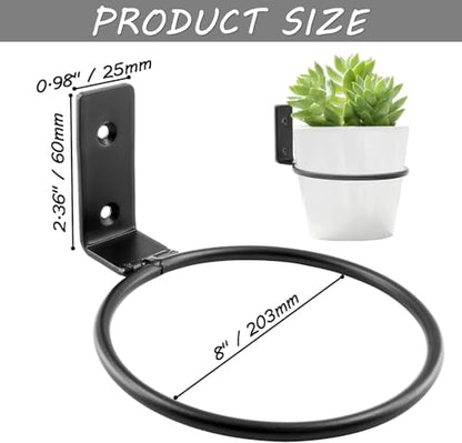 Jiozermi 6 Pack 8 inch Flower Pot Holder Ring, Flower Pot Holder Ring Wall Mounted Set Wall Mounted Metal Planter Hanger Matte Black Hanging Plant Holder - size: 8 Inch-6Pcs