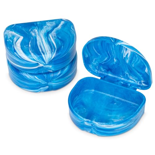 Practicon Marble Retainer Cases, Orthodontic Aligner Case, Mouth Guard Holder (3 Pack) (Blue) - color: Blue