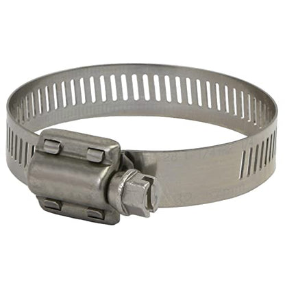 All 300 Grade Stainless Steel High Torque Hose Clamp, Worm-Drive, SAE Size 28, 1-1/4" to 2-1/4" Diameter Range, 1/2" Bandwidth (Pack of 10)