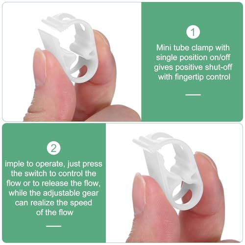 M METERXITY 10-Pack Adjustable Plastic Tubing Clamps 1/8-1/4 Inch Water Flow Control Tube Clip Adjustment Hose Pipe Clips for Beer Bottle/Plumbing/Instruments/Equipment [White]