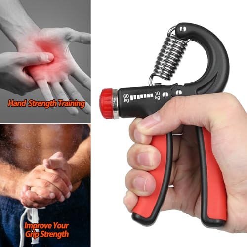 NIYIKOW Grip Strength Trainer, Hand Grip Strengthener, Grip Strengthener, Adjustable Resistance, Forearm Strengthener, Perfect for Musicians Athletes - color: Orange
