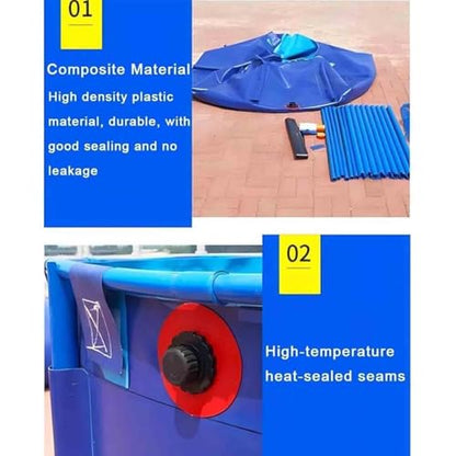 Large Outdoor Fish Holding Tank with Drain Valve, Canvas Fish Pond.Extra Large Round Canvas Fish Pond Pool - Above Ground Aquarium with Flexible PVC Liner & Frame - Easy Setup for Outdoor Fi - size: 1.5*1.2m