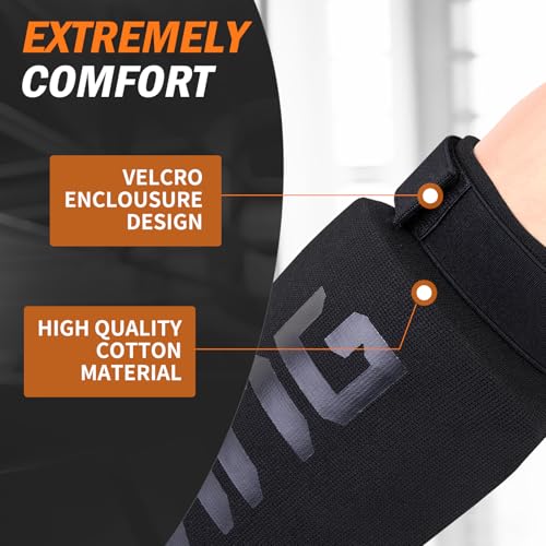 Elastic Cloth Shin Guards for MMA, Muay Thai and Kickboxing - color: Black/Black, size: Small