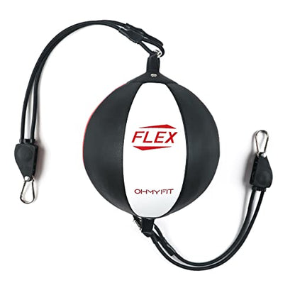 Flex Double End Punching Bag and Extra Adjustable Bungee Cords Bundle - Complete Home & Gym Exercise Equipment Set for Men & Women