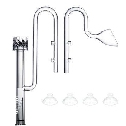LINLAN 13mm Glass Lily Pipe with Skimmer, Inflow and Outflow, Fits 12/16mm (1/2" i.d.) Filter Hose for Aquarium Planted Tank