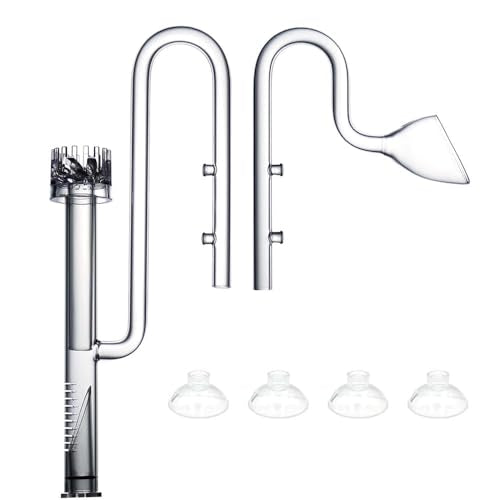 LINLAN 13mm Glass Lily Pipe with Skimmer, Inflow and Outflow, Fits 12/16mm (1/2" i.d.) Filter Hose for Aquarium Planted Tank