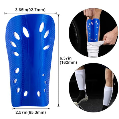 ANCIRS 2 Pair Soccer Shin Guards for Youth, Breathable Shin Guard Sleeves for Football Games, Protective EVA Cushion for Youth Men & Women - color: White & Blue