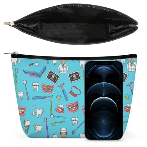Supdreamc Fashion Makeup Cosmetic Case Clutch Bag, Teeth Dental Blue Cosmetic Train Case Organizer Large Capacity Carry On Bag, Luggage Pouch, Makeup Pouch for Women GirlGirls - color: Pattern 433