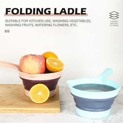 DOERDO 2Pcs Folding Water Ladle Collapsible Scoop Cup Portable Water Spoon for for Kitchen Bathroom Garden, 11x3.5Inch