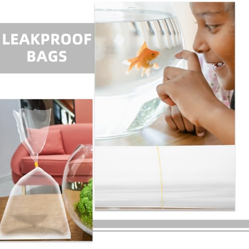50pcs Ornamental Fish Transport Bags 24x48cm Leakproof Plastic Live Fish Shipping Packaging Bags for Aquarium and Seafood Packing